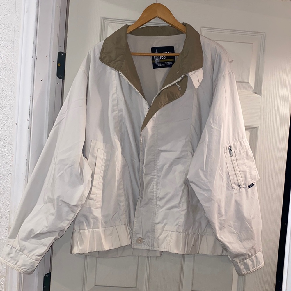 London Fog Mens XL Reg Cream/khaki Lined Full Zip Jacket